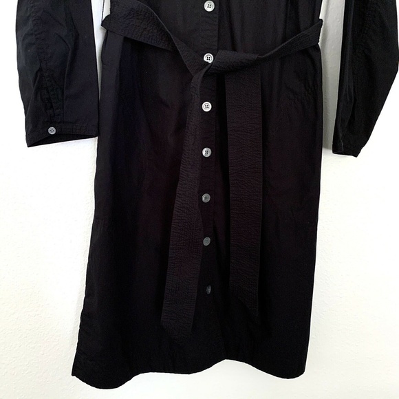 J.Crew Black Button Front Tie Waist Shirt Dress - Picture 6 of 9